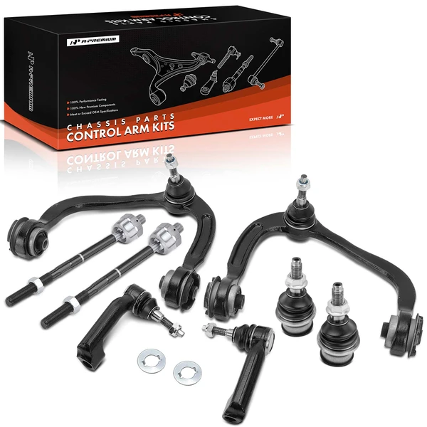 2007-2014 Lincoln Navigator A Set of 8 Control Arm Ball Joint and Tie Rod End Kit Front Side A-Premium APCA1657