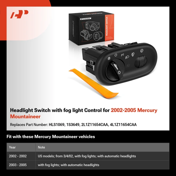 Headlight Switch with fog light Control for 2002-2005 Mercury Mountaineer