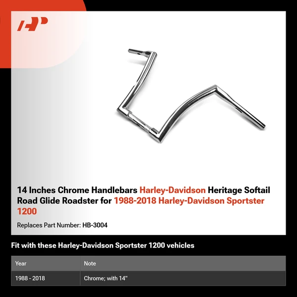 14 Inches Chrome Handlebars Harley-Davidson Heritage Softail Road Glide Roadster for 1988-2018 Harley-Davidson Sportster 1200