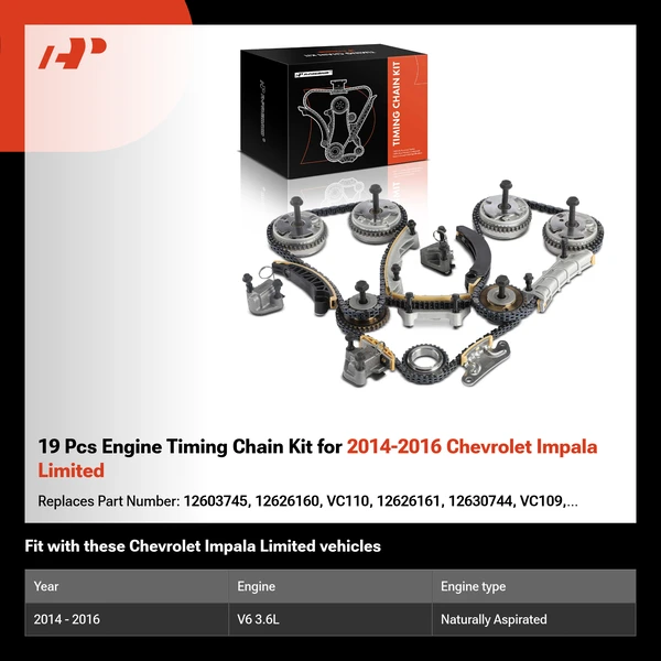 19 Pcs Engine Timing Chain Kit for 2014-2016 Chevrolet Impala Limited