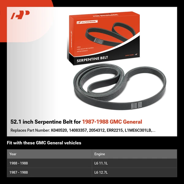52.1 inch Serpentine Belt for 1987-1988 GMC General