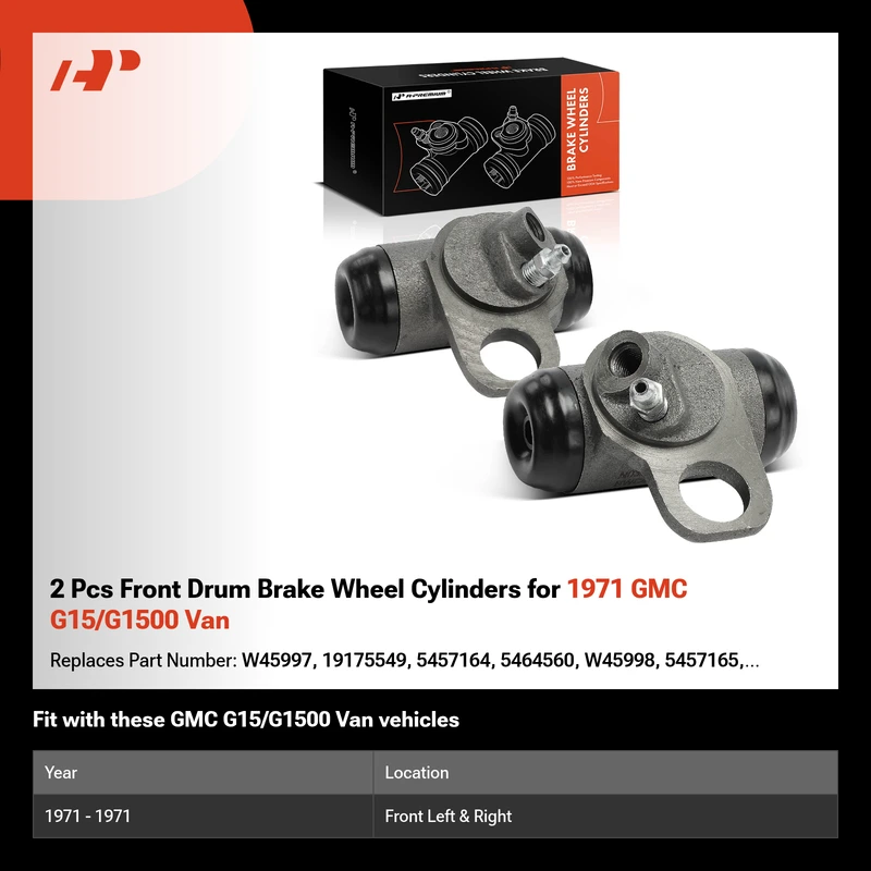 2 Pcs Front Drum Brake Wheel Cylinders for 1971 GMC G15/G1500 Van