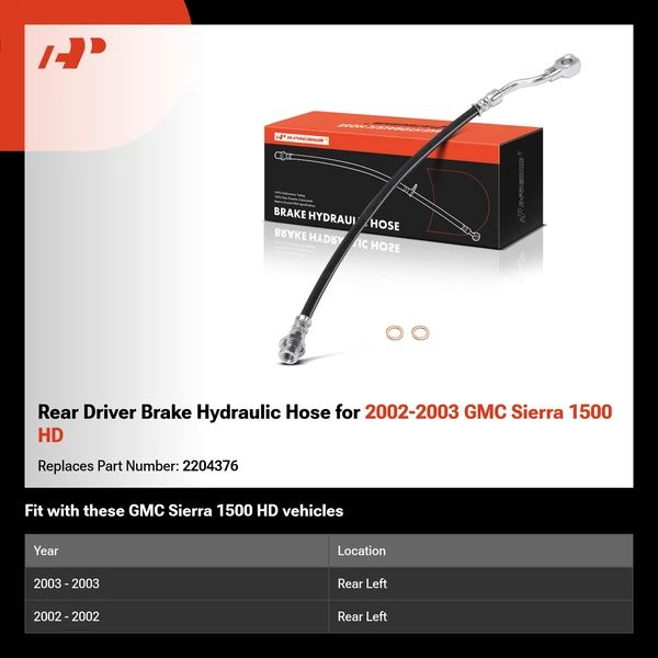 Rear Driver Brake Hydraulic Hose for 2002-2003 GMC Sierra 1500 HD