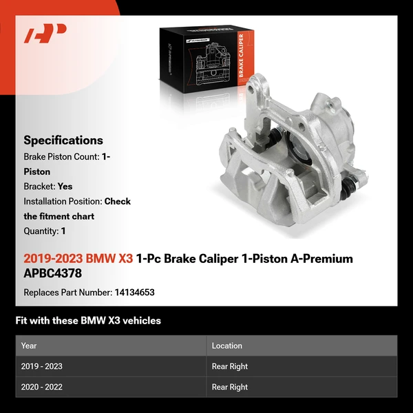 2019-2023 BMW X3 1-Pc Brake Caliper 1-Piston A-Premium APBC4378
