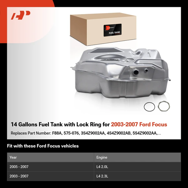 14 Gallons Fuel Tank with Lock Ring for 2003-2007 Ford Focus