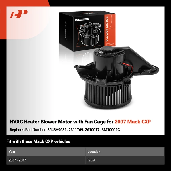 HVAC Heater Blower Motor with Fan Cage for 2007 Mack CXP