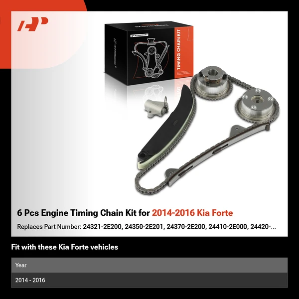 6 Pcs Engine Timing Chain Kit for 2014-2016 Kia Forte