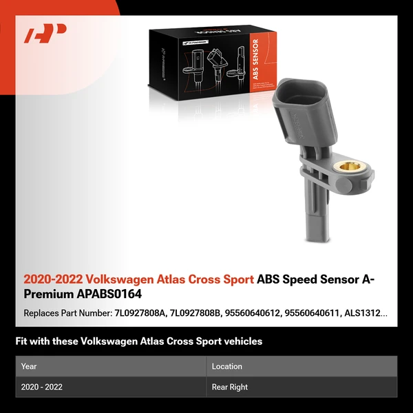 2020-2022 Volkswagen Atlas Cross Sport ABS Speed Sensor A-Premium APABS0164