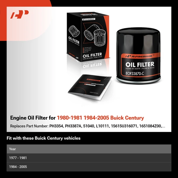 Engine Oil Filter for 1980-1981 1984-2005 Buick Century