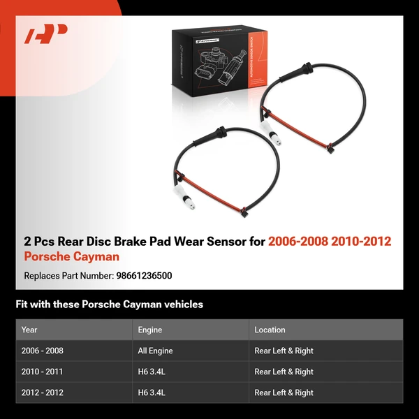 2 Pcs Rear Disc Brake Pad Wear Sensor for 2006-2008 2010-2012 Porsche Cayman