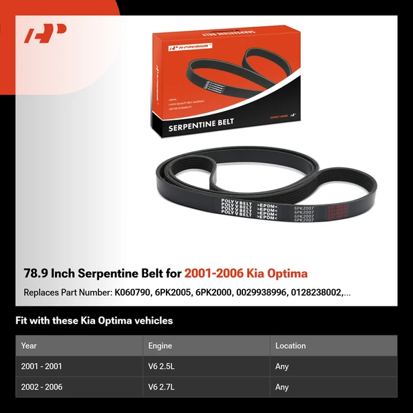 78.9 Inch Serpentine Belt for 2001-2006 Kia Optima