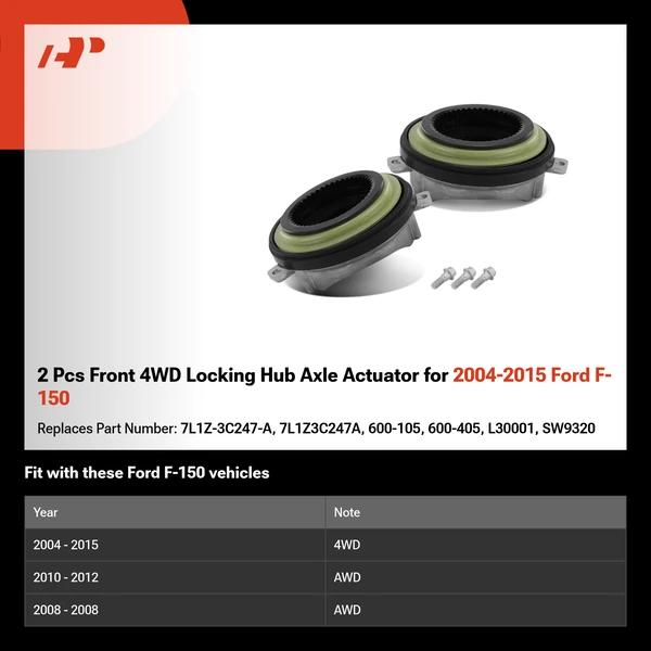 2 Pcs Front 4WD Locking Hub Axle Actuator for 2004-2015 Ford F-150