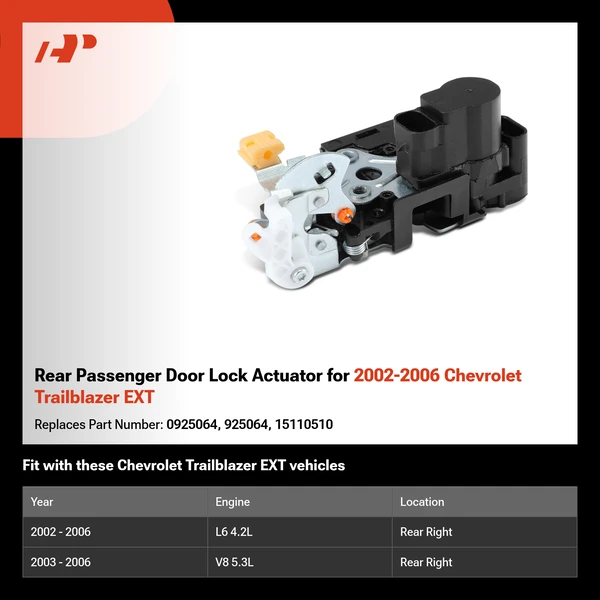 Rear Passenger Door Lock Actuator for 2002-2006 Chevrolet Trailblazer EXT