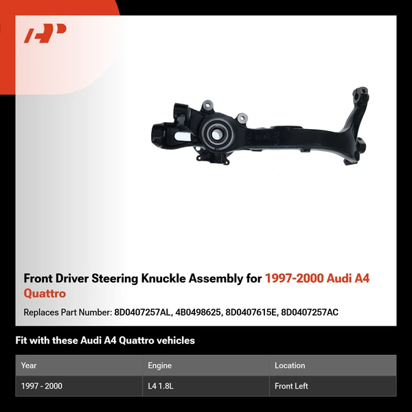 Front Driver Steering Knuckle Assembly for 1997-2000 Audi A4 Quattro