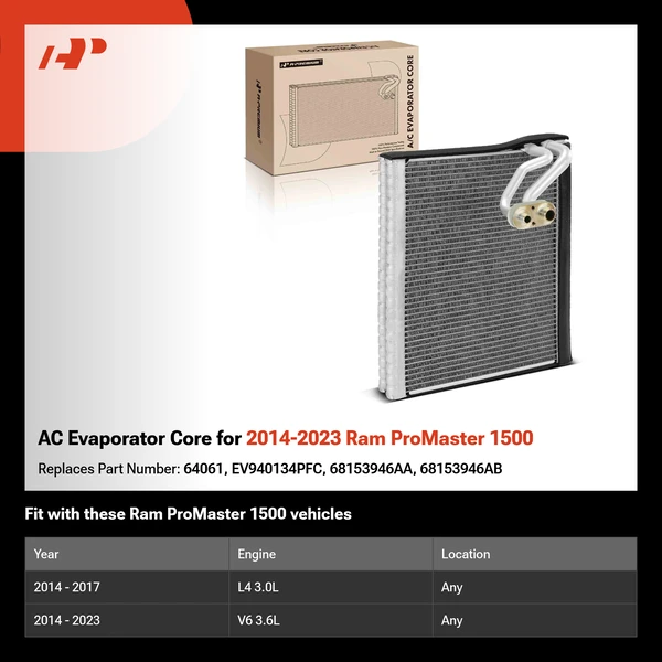 AC Evaporator Core for 2014-2023 Ram ProMaster 1500