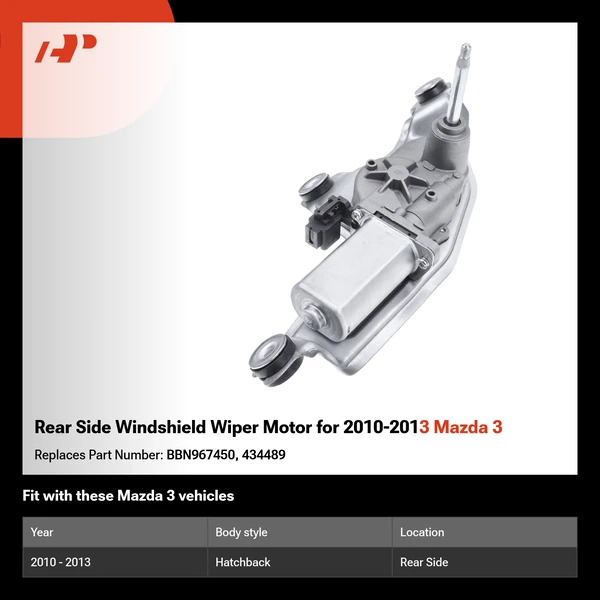 Rear Side Windshield Wiper Motor for 2010-2013 Mazda 3