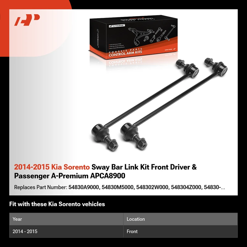 2014-2015 Kia Sorento Sway Bar Link Kit Front Driver & Passenger A-Premium APCA8900