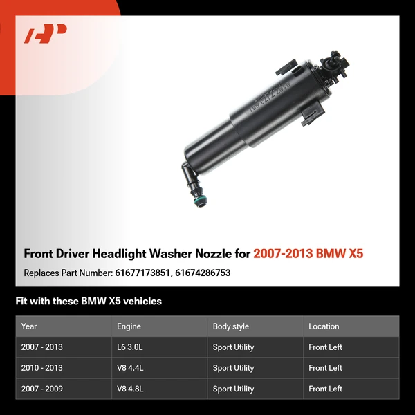 Front Driver Headlight Washer Nozzle for 2007-2013 BMW X5