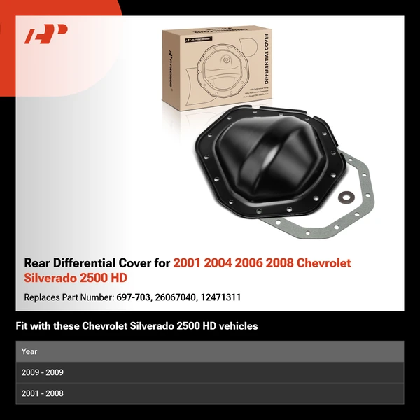 Rear Differential Cover for 2001 2004 2006 2008 Chevrolet Silverado 2500 HD