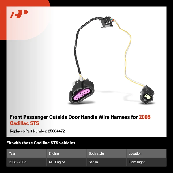 Front Passenger Outside Door Handle Wire Harness for 2008 Cadillac STS