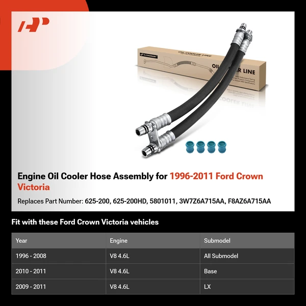 Engine Oil Cooler Hose Assembly for 1996-2011 Ford Crown Victoria