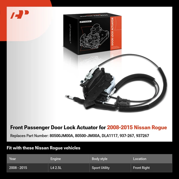 Front Passenger Door Lock Actuator for 2008-2015 Nissan Rogue