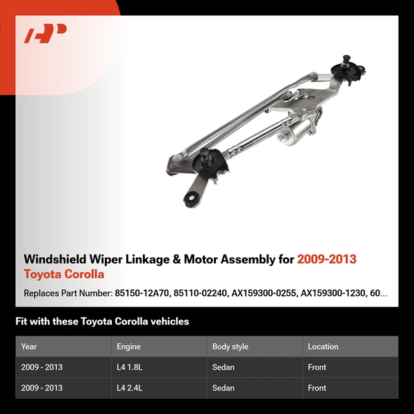 Windshield Wiper Linkage & Motor Assembly for 2009-2013 Toyota Corolla