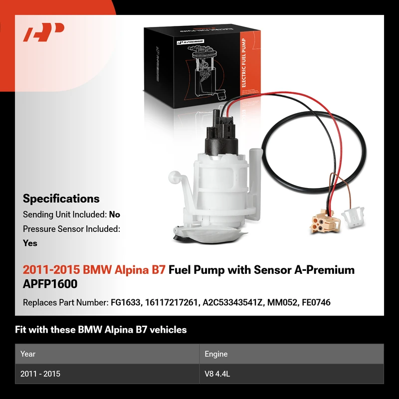 2011-2015 BMW Alpina B7 Fuel Pump with Sensor A-Premium APFP1600