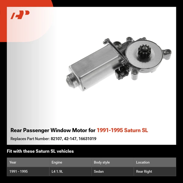 Rear Passenger Window Motor for 1991-1995 Saturn SL