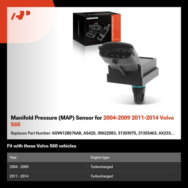 Manifold Pressure (MAP) Sensor for 2004-2009 2011-2014 Volvo S60