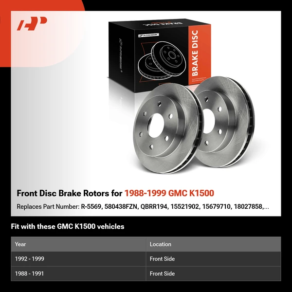 Front Disc Brake Rotors for 1988-1999 GMC K1500