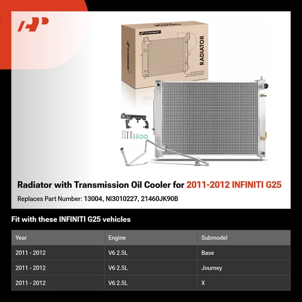 Radiator with Transmission Oil Cooler for 2011-2012 INFINITI G25