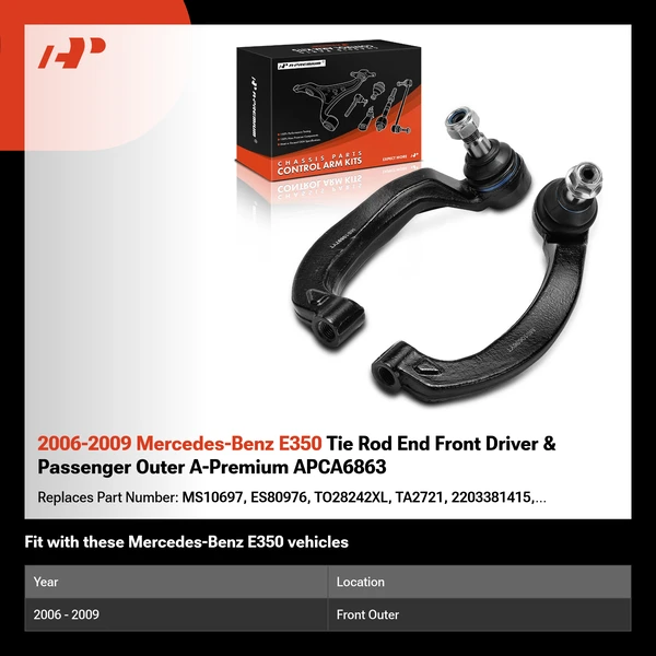 2006-2009 Mercedes-Benz E350 Tie Rod End Front Driver & Passenger Outer A-Premium APCA6863