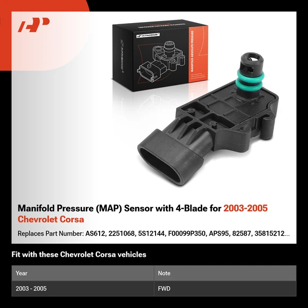 Manifold Pressure (MAP) Sensor with 4-Blade for 2003-2005 Chevrolet Corsa