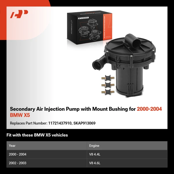 Secondary Air Injection Pump with Mount Bushing for 2000-2004 BMW X5