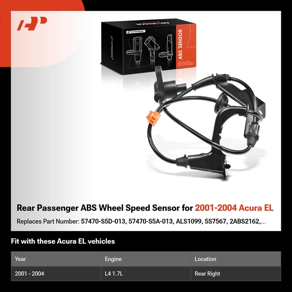 Rear Passenger ABS Wheel Speed Sensor for 2001-2004 Acura EL