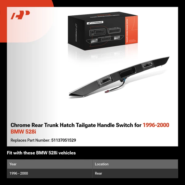 Chrome Rear Trunk Hatch Tailgate Handle Switch for 1996-2000 BMW 528i