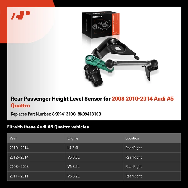 Rear Passenger Height Level Sensor for 2008 2010-2014 Audi A5 Quattro