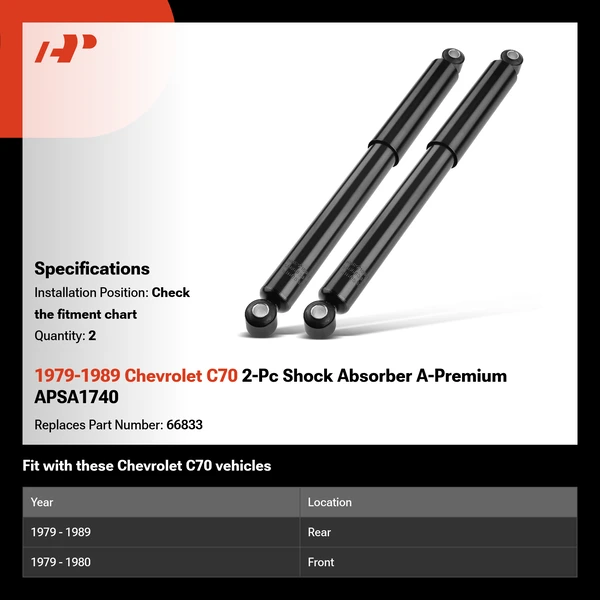 1979-1989 Chevrolet C70 2-Pc Shock Absorber A-Premium APSA1740