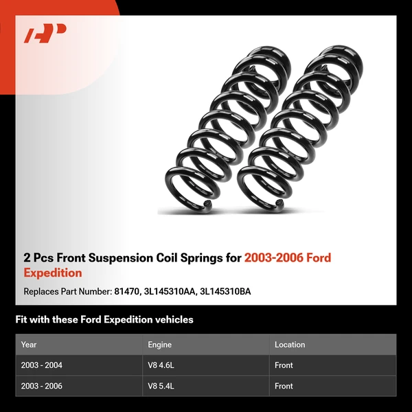 2 Pcs Front Suspension Coil Springs for 2003-2006 Ford Expedition
