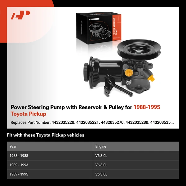 Power Steering Pump with Reservoir & Pulley for 1988-1995 Toyota Pickup