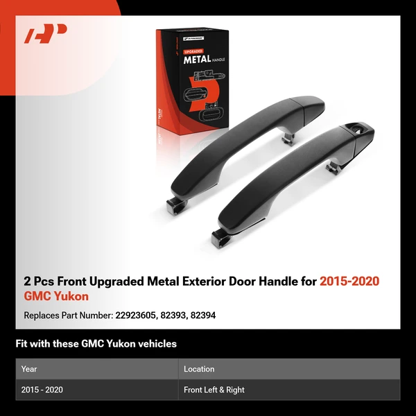 2 Pcs Front Upgraded Metal Exterior Door Handle for 2015-2020 GMC Yukon