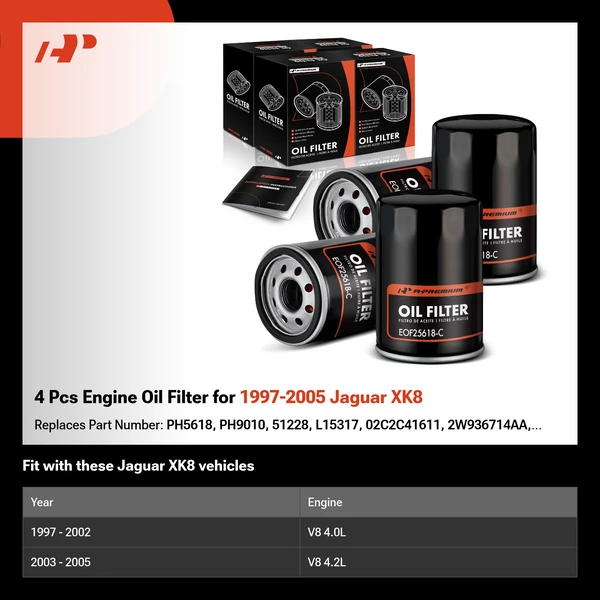 4 Pcs Engine Oil Filter for 1997-2005 Jaguar XK8