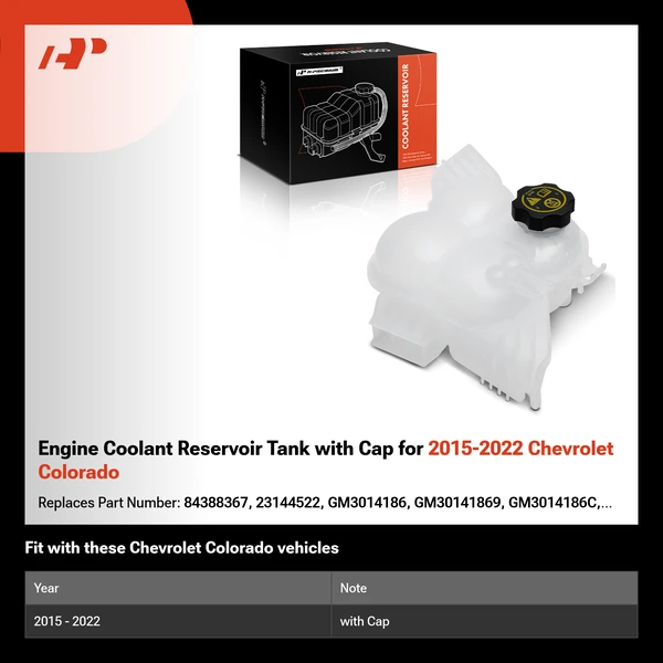 Engine Coolant Reservoir Tank with Cap for 2015-2022 Chevrolet Colorado