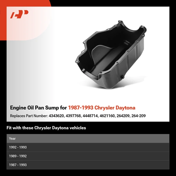 Engine Oil Pan Sump for 1987-1993 Chrysler Daytona