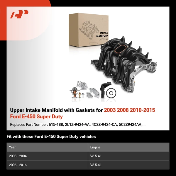 Upper Intake Manifold with Gaskets for 2003 2008 2010-2015 Ford E-450 Super Duty