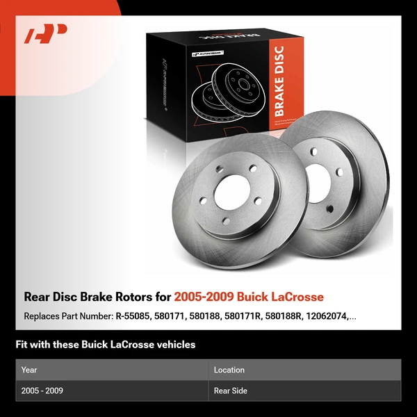 Rear Disc Brake Rotors for 2005-2009 Buick LaCrosse
