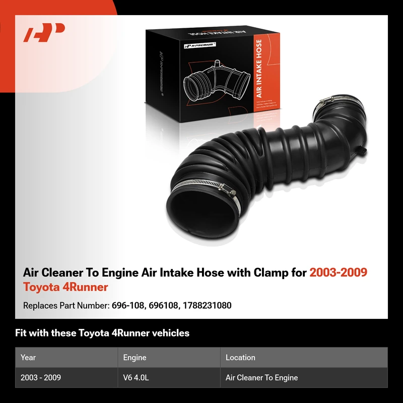 Air Cleaner To Engine Air Intake Hose with Clamp for 2003-2009 Toyota 4Runner