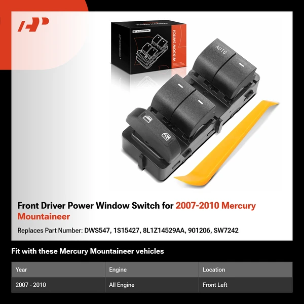 Front Driver Power Window Switch for 2007-2010 Mercury Mountaineer