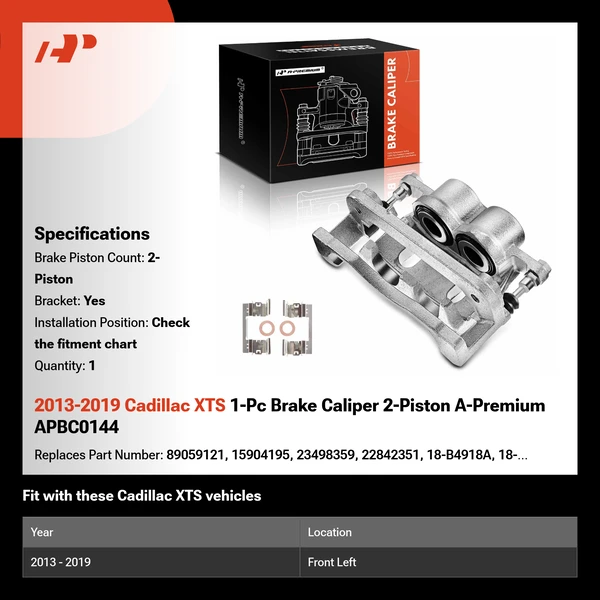 2013-2019 Cadillac XTS 1-Pc Brake Caliper 2-Piston A-Premium APBC0144